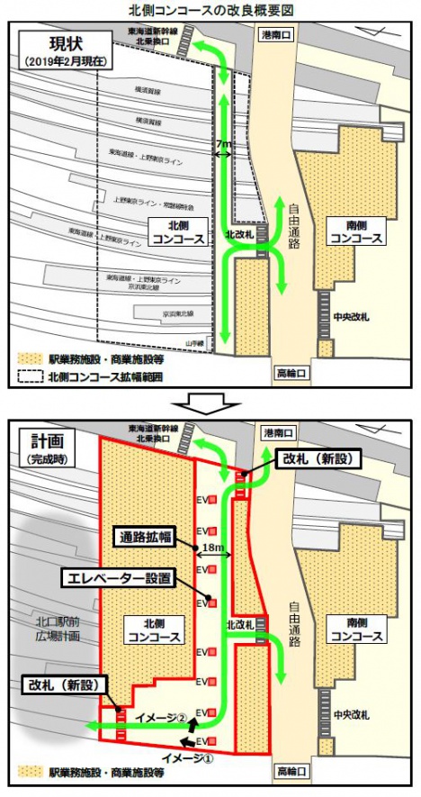 北側コンコースの改良概要図（JR東日本ニュースリリースより）