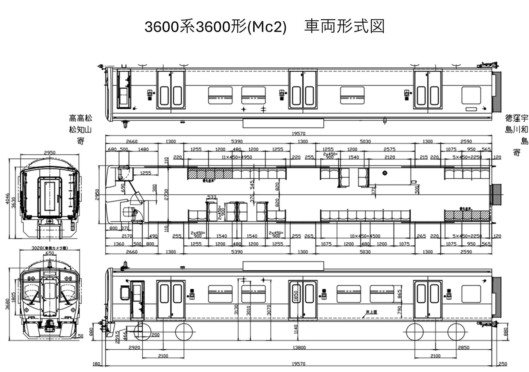 JR四国3600系3600形車両形式図