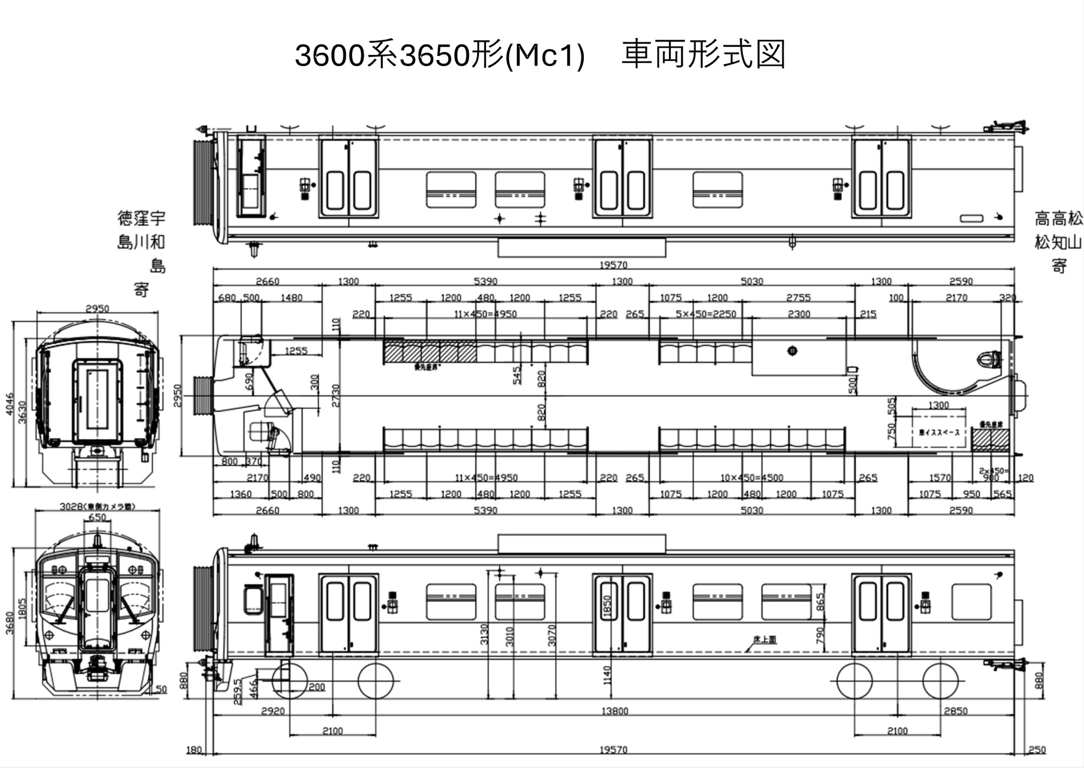 JR四国3600系3650形車両形式図